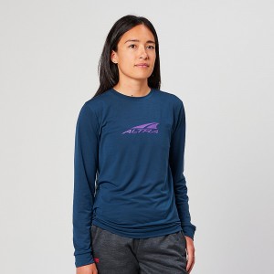 Altra EVERYDAY PERFORMANCE LONG SLEEVE レディース Tシャツ ネイビー | Japan AL0219N23