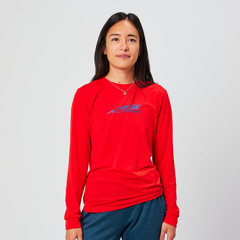 Altra EVERYDAY PERFORMANCE LONG SLEEVE レディース Tシャツ 赤 | Japan AL1372B30