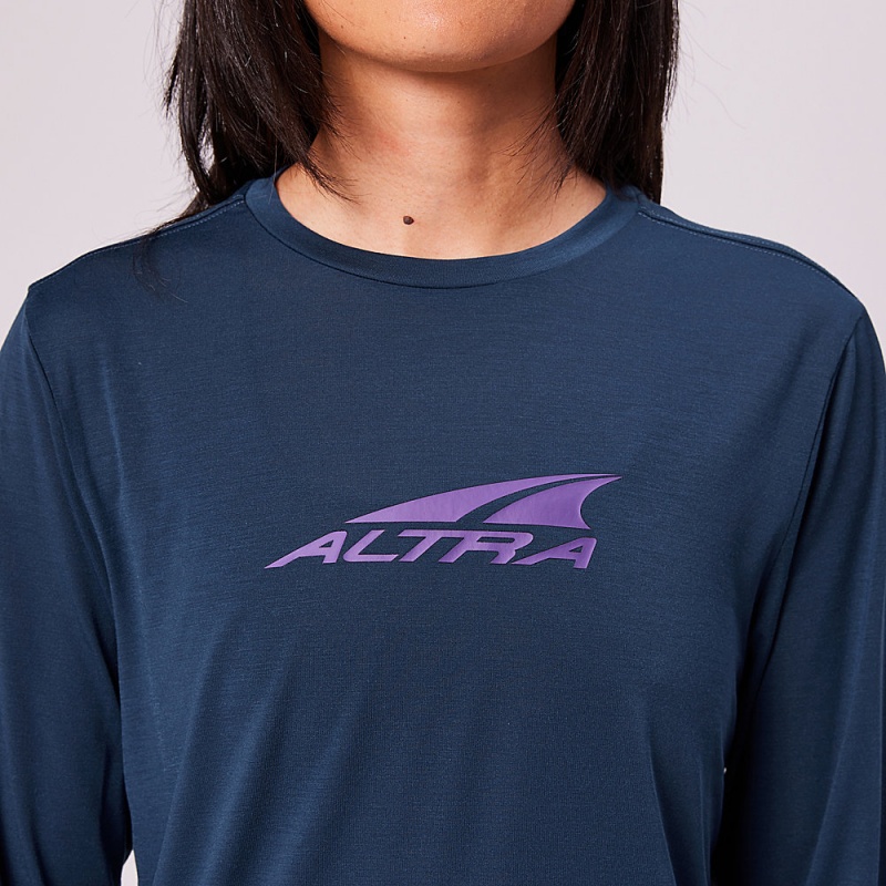 Altra EVERYDAY PERFORMANCE LONG SLEEVE レディース Tシャツ ネイビー | Japan AL0219N23