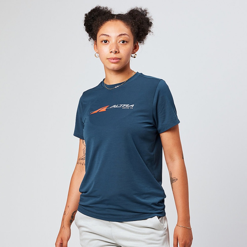 Altra EVERYDAY PERFORMANCE SHORT SLEEVE レディース Tシャツ ネイビー | Japan AL2018C72